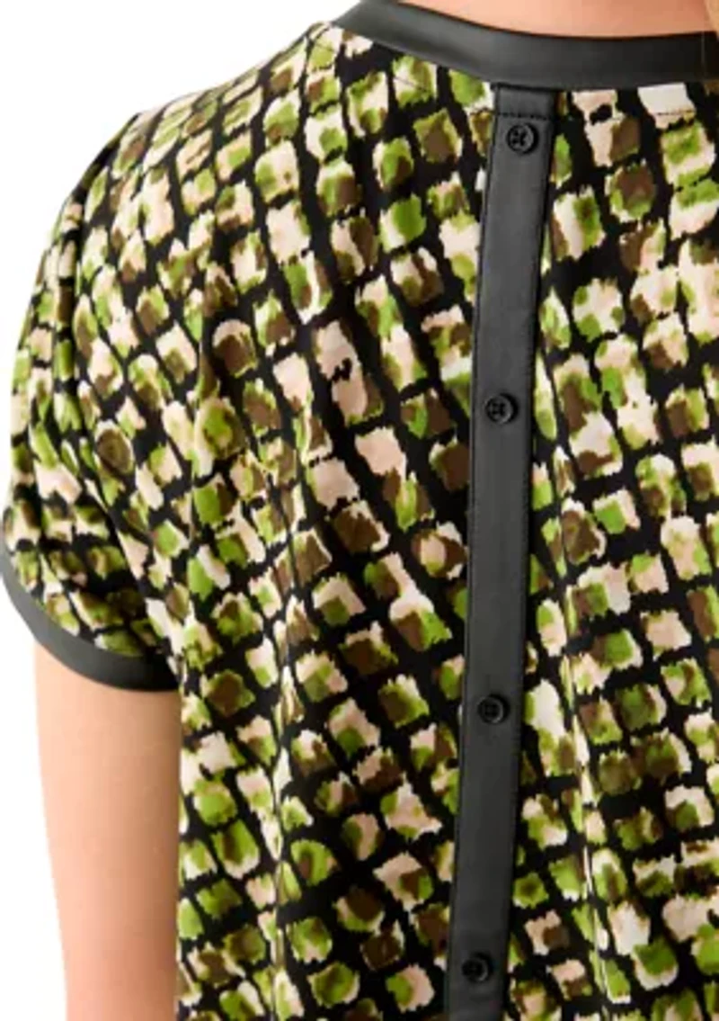 Petite Short Sleeve Button Back Knit