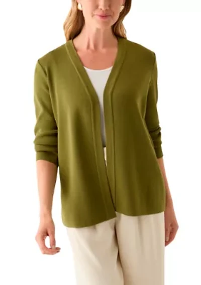 Petite Long Sleeve Open Front Cardigan