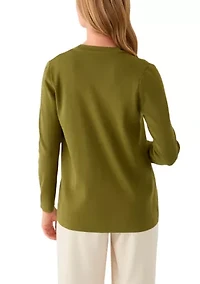 Petite Long Sleeve Open Front Cardigan