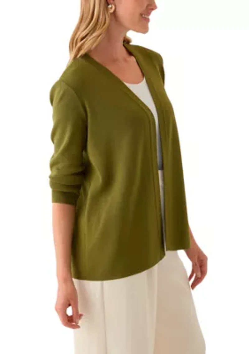 Petite Long Sleeve Open Front Cardigan
