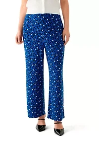 Petite Pull On Wide Leg Printed Pants