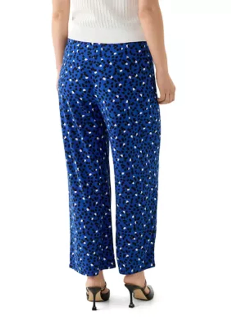Petite Pull On Wide Leg Printed Pants
