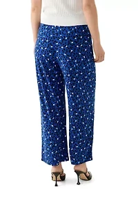 Petite Pull On Wide Leg Printed Pants