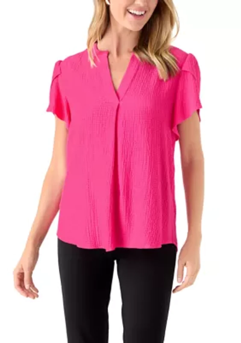 Petite Crepe Knit Bubble Top