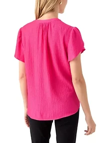 Petite Crepe Knit Bubble Top