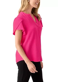 Petite Crepe Knit Bubble Top