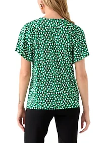 Petite Pleated Printed Top