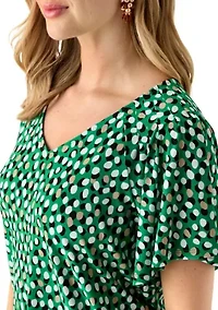 Petite Pleated Printed Top