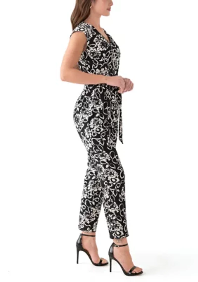 Women's Printed Cap Sleeve Jumpsuit