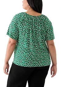 Plus Elbow Sleeve Keyhole Peasant Top