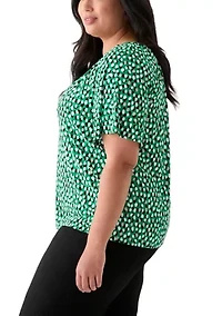 Plus Elbow Sleeve Keyhole Peasant Top