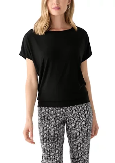 Petite Cap Sleeve Banded Hem Top