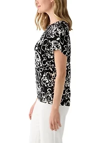 Petite Tulip Sleeve Printed Top