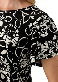 Petite Tulip Sleeve Printed Top