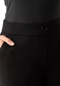 Petite Faux Fly Straight Leg Pants