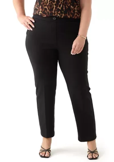 Plus Pull On Straight Leg Ponte Pants