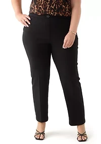Plus Pull On Straight Leg Ponte Pants