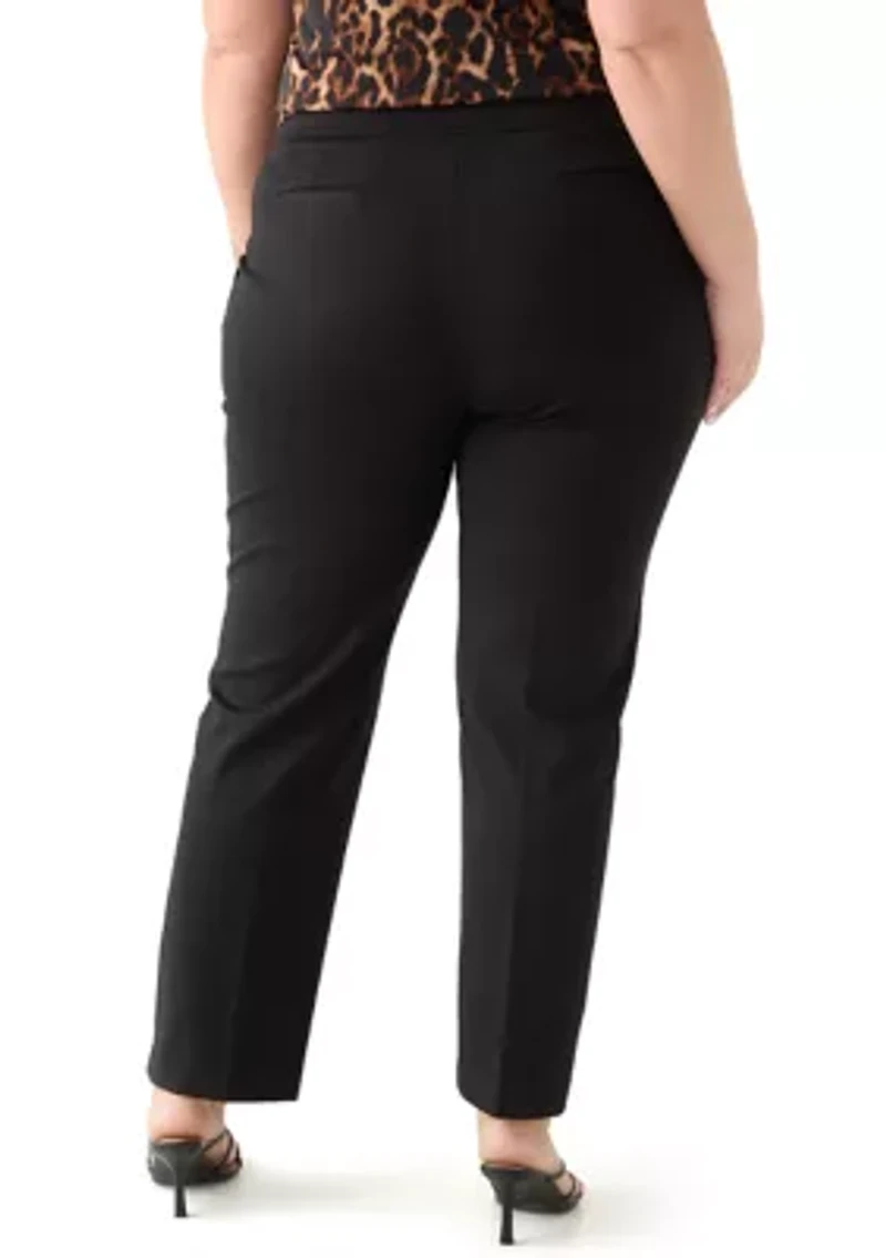 Plus Pull On Straight Leg Ponte Pants