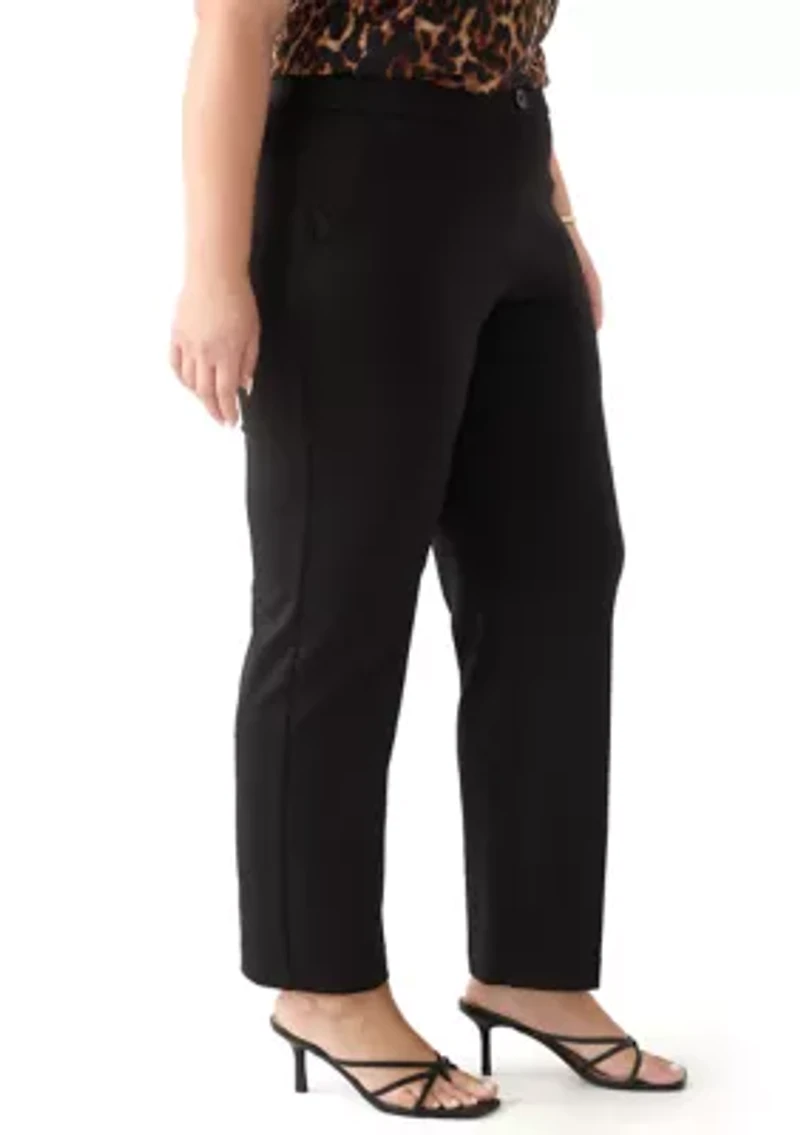 Plus Pull On Straight Leg Ponte Pants