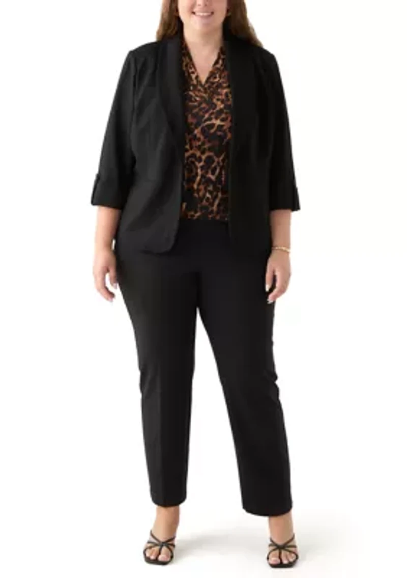 Plus Pull On Straight Leg Ponte Pants