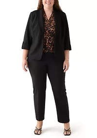 Plus Pull On Straight Leg Ponte Pants
