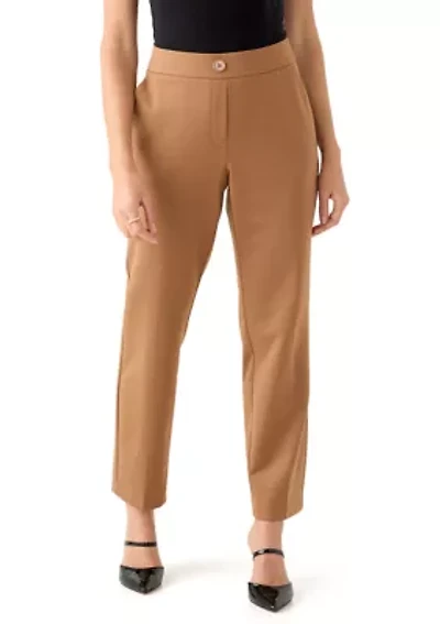 Petite Faux Fly Straight Leg Pants