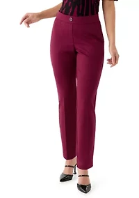 Petite Faux Fly Straight Leg Pants