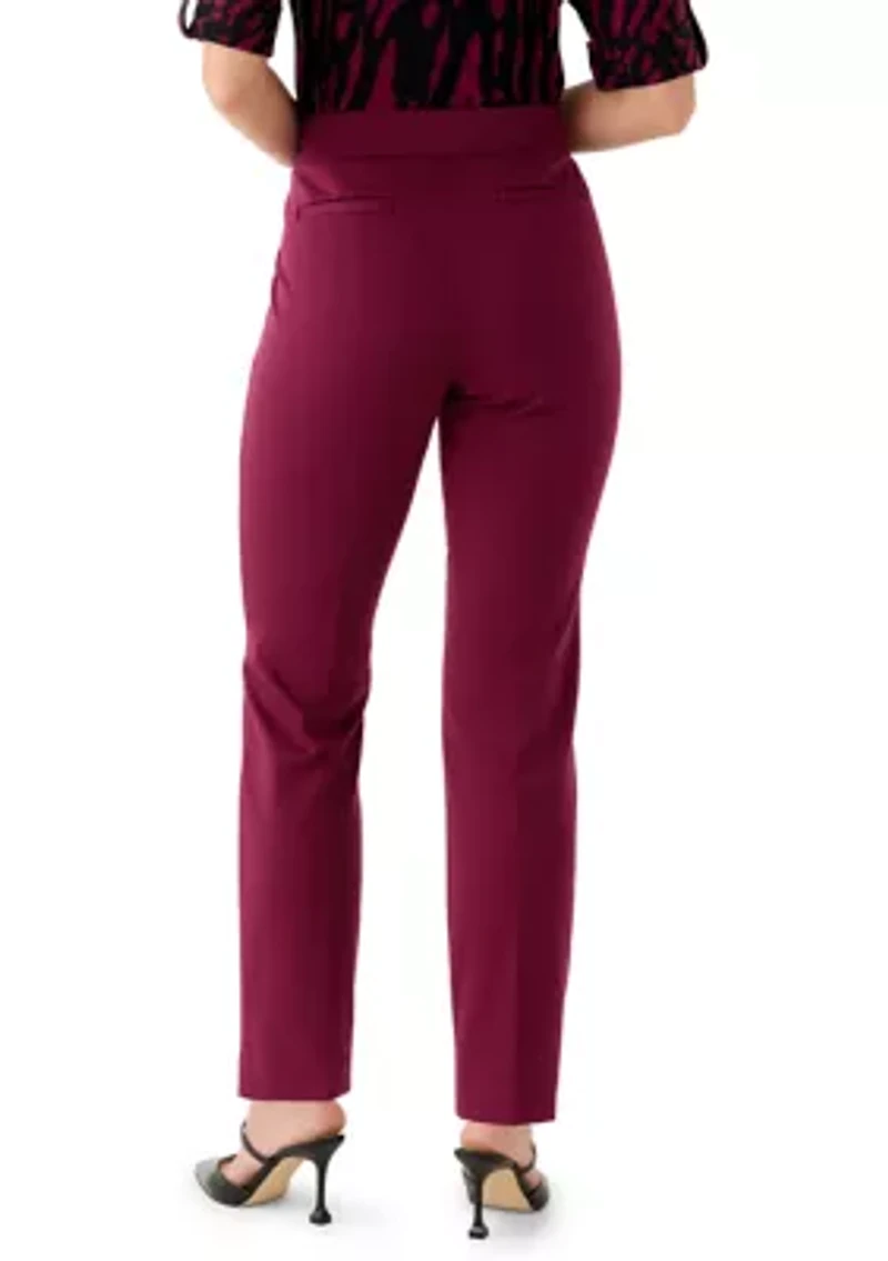 Petite Faux Fly Straight Leg Pants