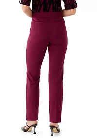 Petite Faux Fly Straight Leg Pants