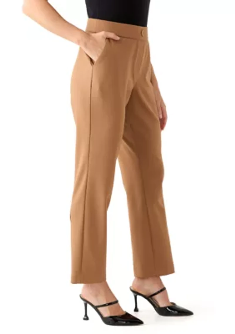 Petite Faux Fly Straight Leg Pants