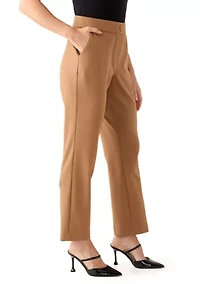 Petite Faux Fly Straight Leg Pants