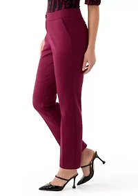 Petite Faux Fly Straight Leg Pants