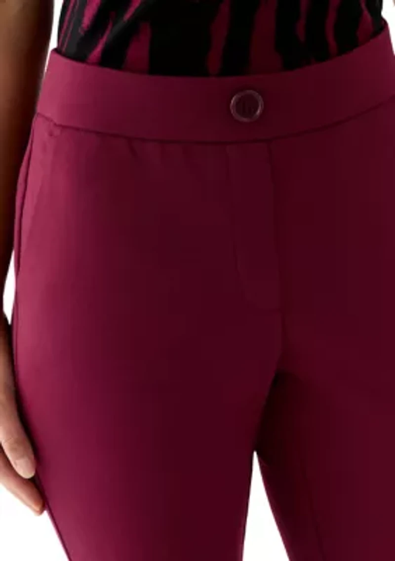 Petite Faux Fly Straight Leg Pants