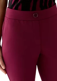 Petite Faux Fly Straight Leg Pants