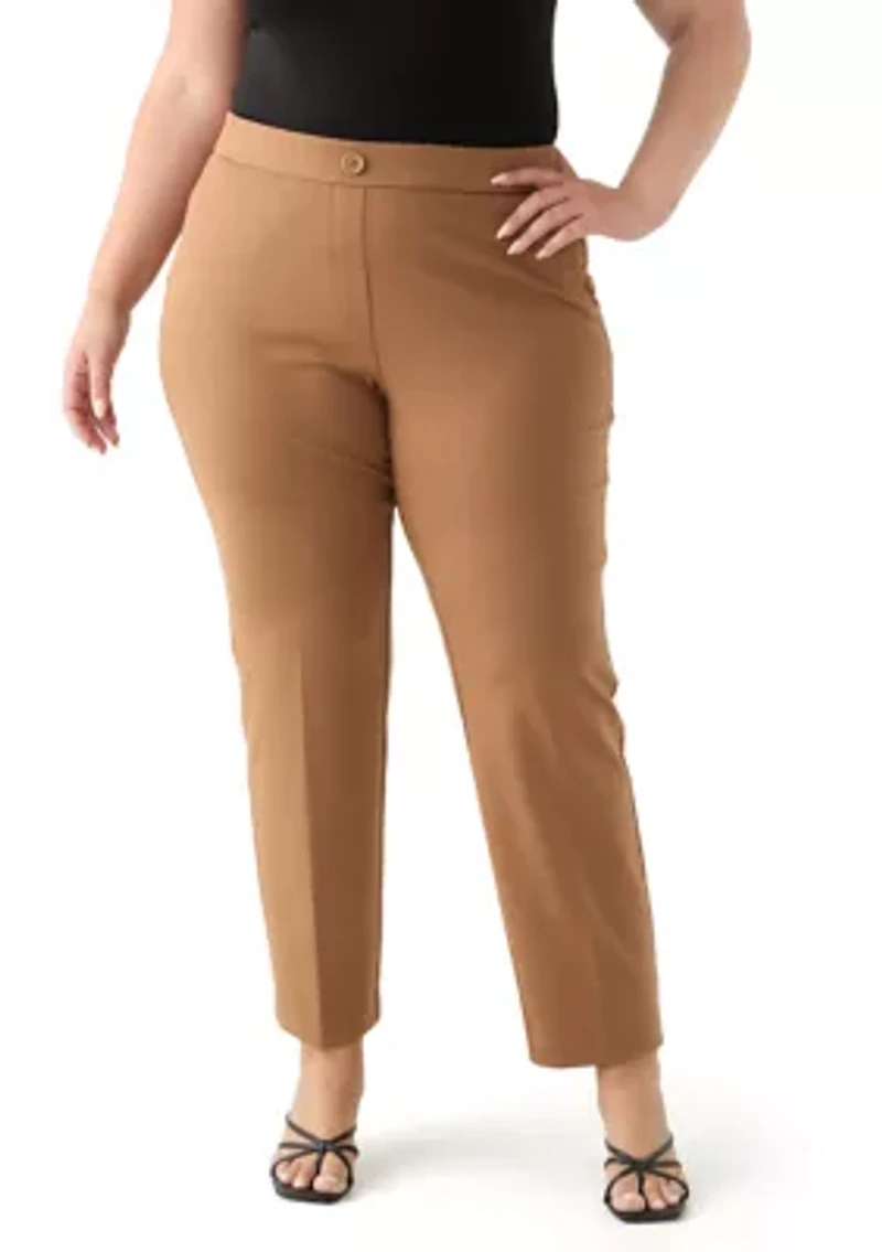 Plus Pull On Straight Leg Ponte Pants