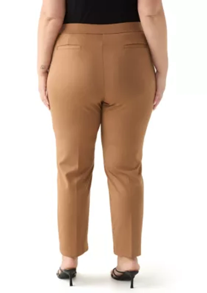 Plus Pull On Straight Leg Ponte Pants