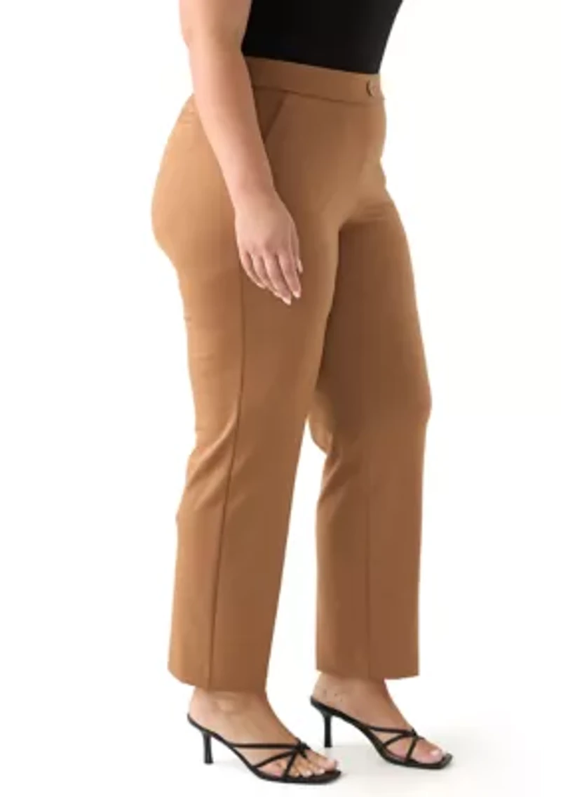 Plus Pull On Straight Leg Ponte Pants