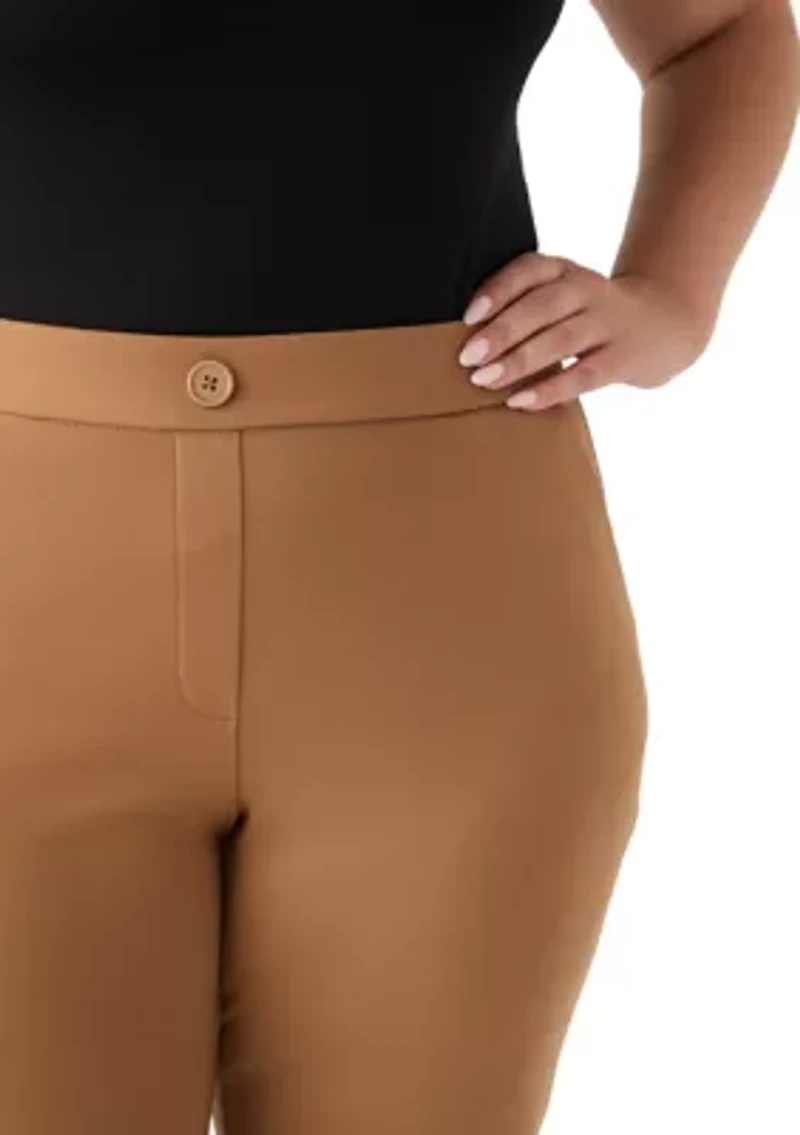 Plus Pull On Straight Leg Ponte Pants