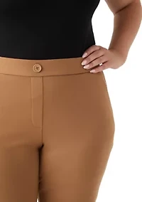 Plus Pull On Straight Leg Ponte Pants