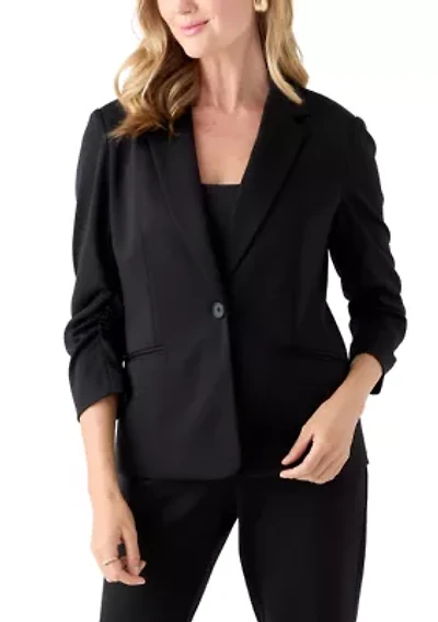 Petite Scrunched Sleeves Ponte Jacket