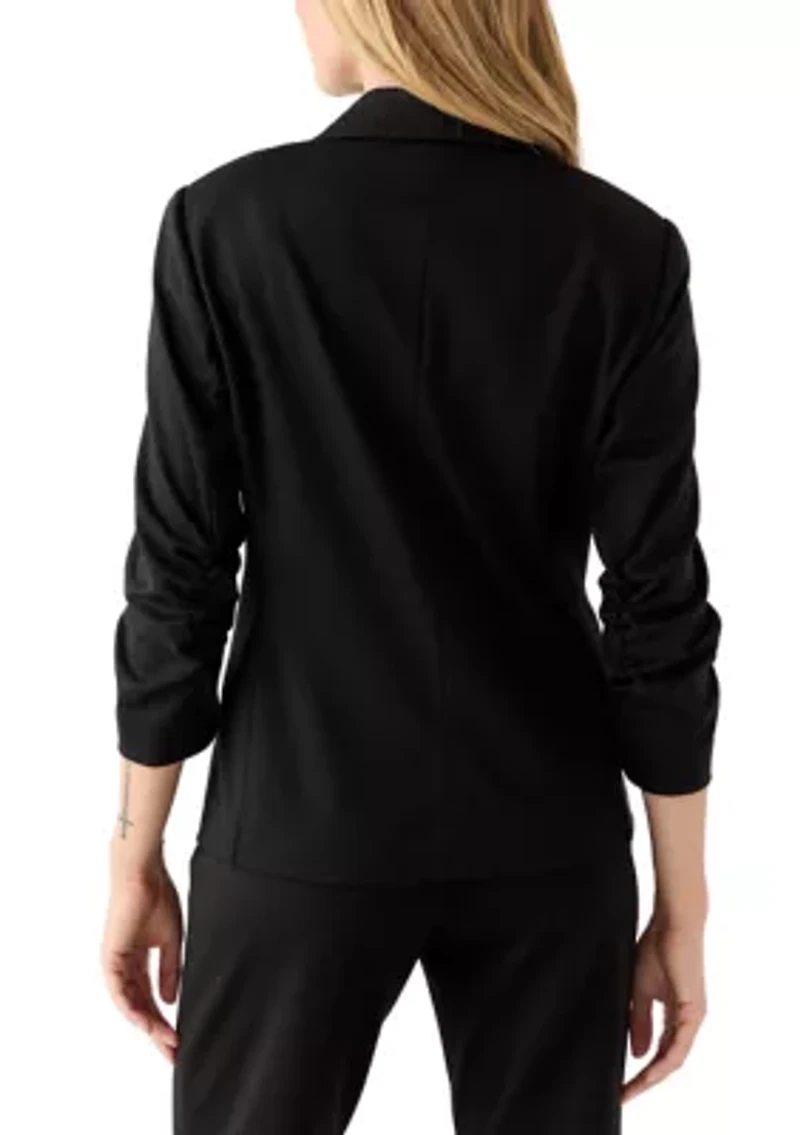 Petite Scrunched Sleeves Ponte Jacket