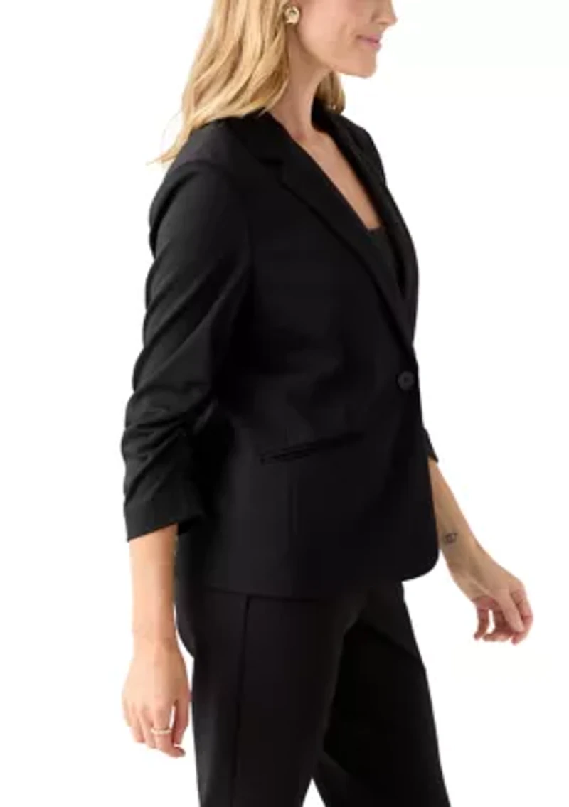 Petite Scrunched Sleeves Ponte Jacket
