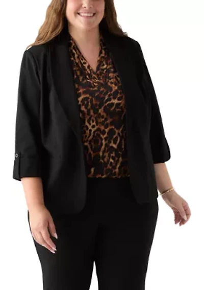 Plus Shawl Collar Compression Blazer