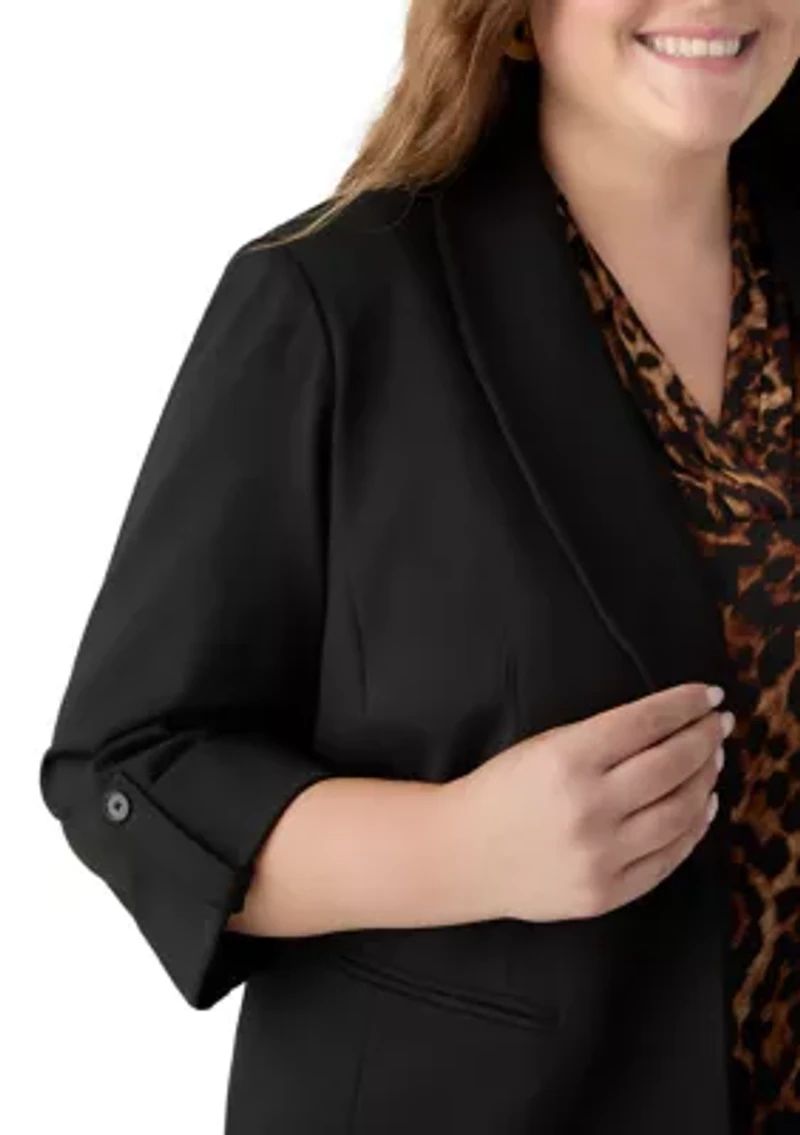 Plus Shawl Collar Compression Blazer