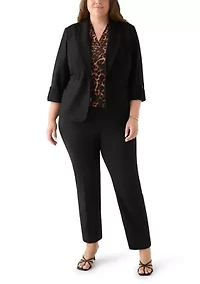 Plus Shawl Collar Compression Blazer
