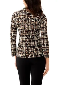 Women's 3/4 Roll-Tab Sleeve Printed Button Down Shirt