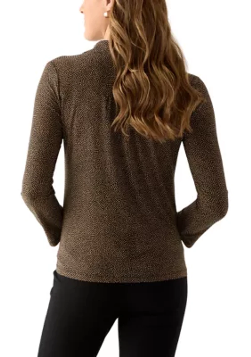 Women's 3/4 Roll Tab Printed Button Down Shirt