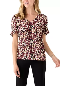 Petite Ruffle Sleeve V-Neck Top