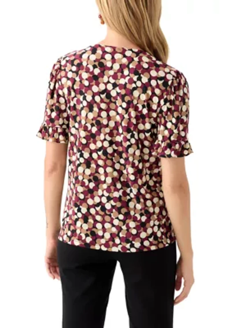 Petite Ruffle Sleeve V-Neck Top