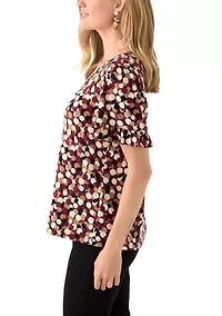 Petite Ruffle Sleeve V-Neck Top